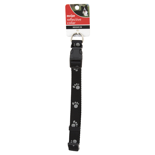 slide 1 of 1, Meijer Adjustable Dog Collar, Reflective, Black, Large, LARGE     