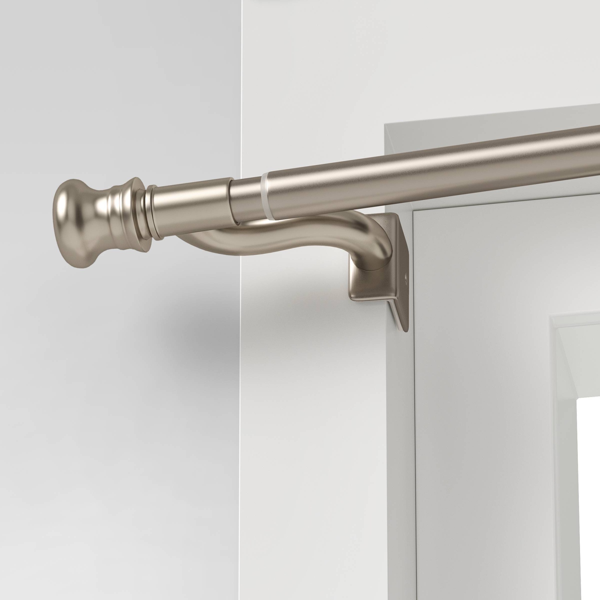 slide 1 of 3, 48"-84" Twist and Shout Easy Install Curtain Rod Brushed Nickel - Room Essentials, 1 ct