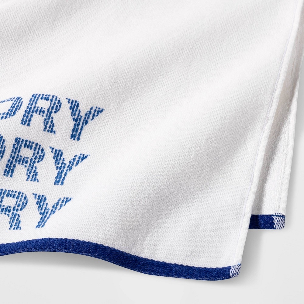slide 2 of 2, Dry Flat Woven Hand Towel White/Blue - Room Essentials, 1 ct