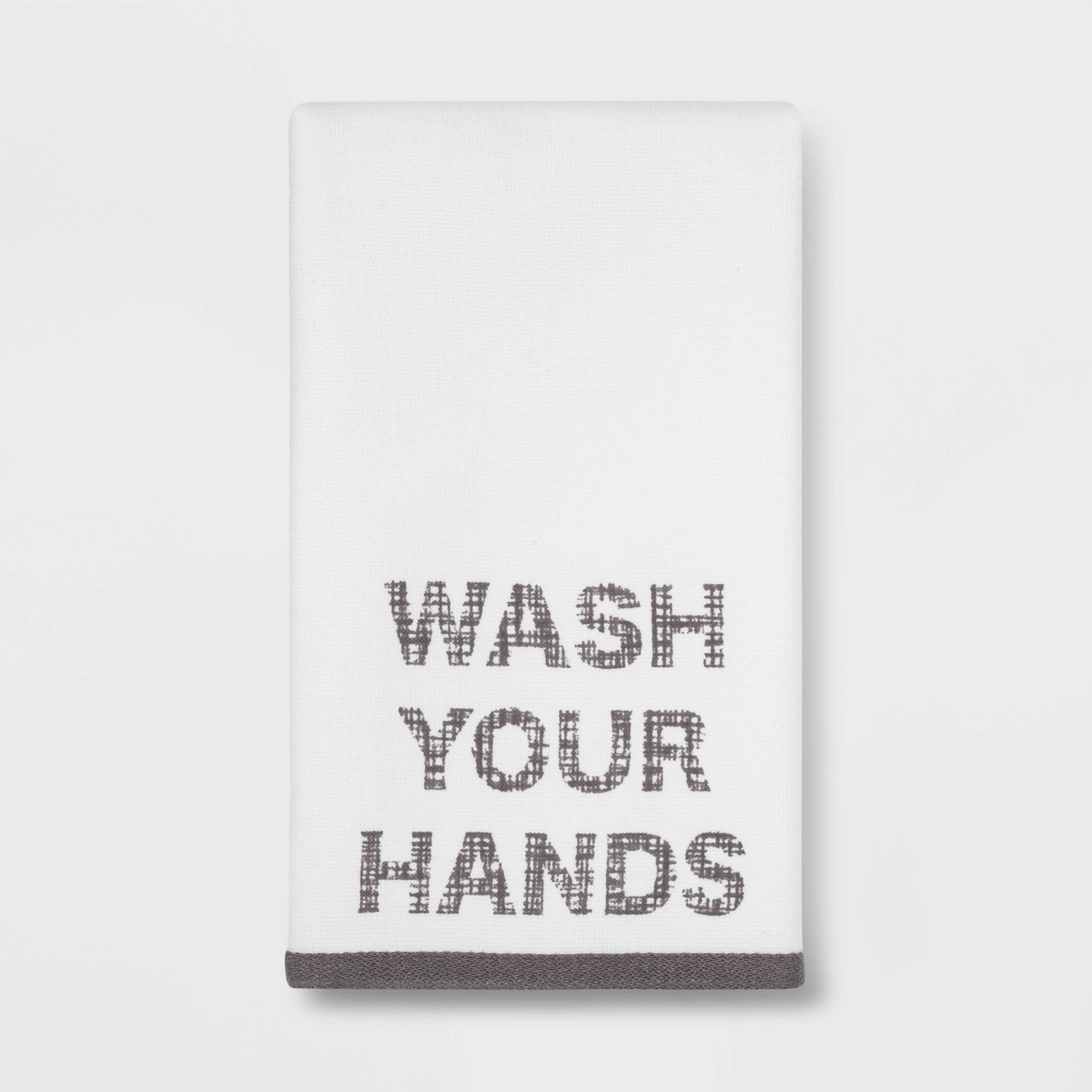 slide 1 of 3, Wash Your Hands Flat Woven Hand Towel White/Gray - Room Essentials, 1 ct