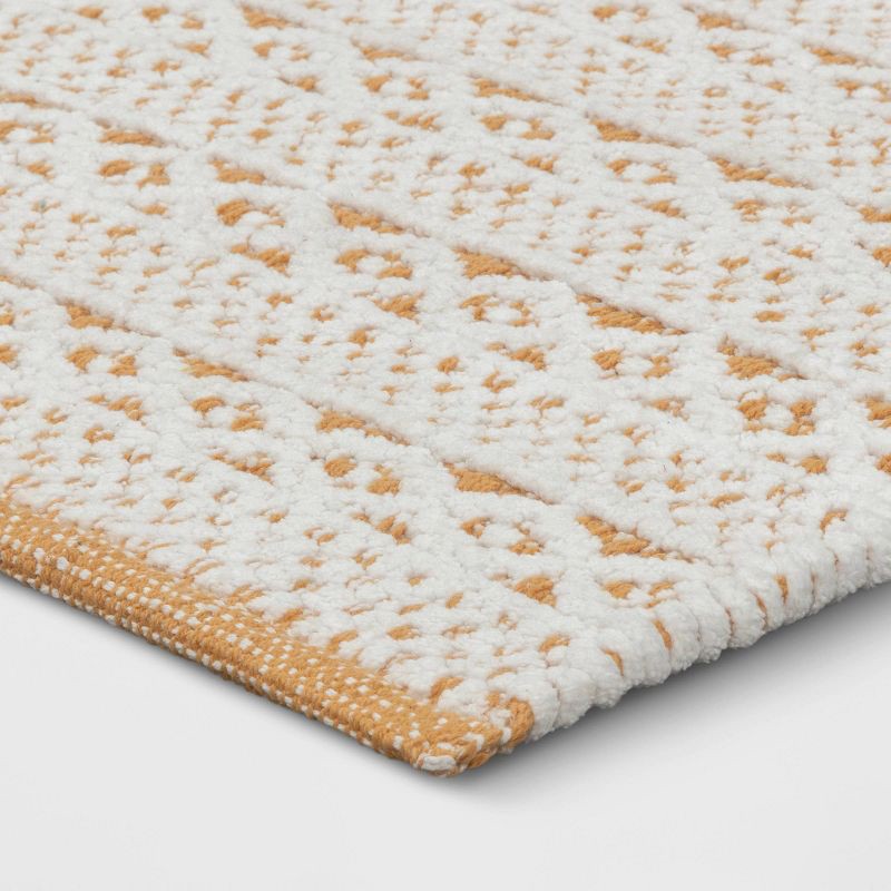slide 3 of 4, 20"x32" Chenille Bath Rug Gold/White - Threshold™: Cotton Woven, OEKO-TEX Certified, Machine Washable, 1 ct