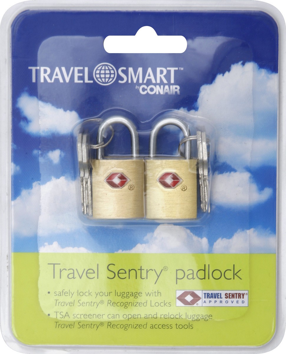slide 1 of 2, Travel Smart Travel Sentry Small Brass Padlock, 2 ct