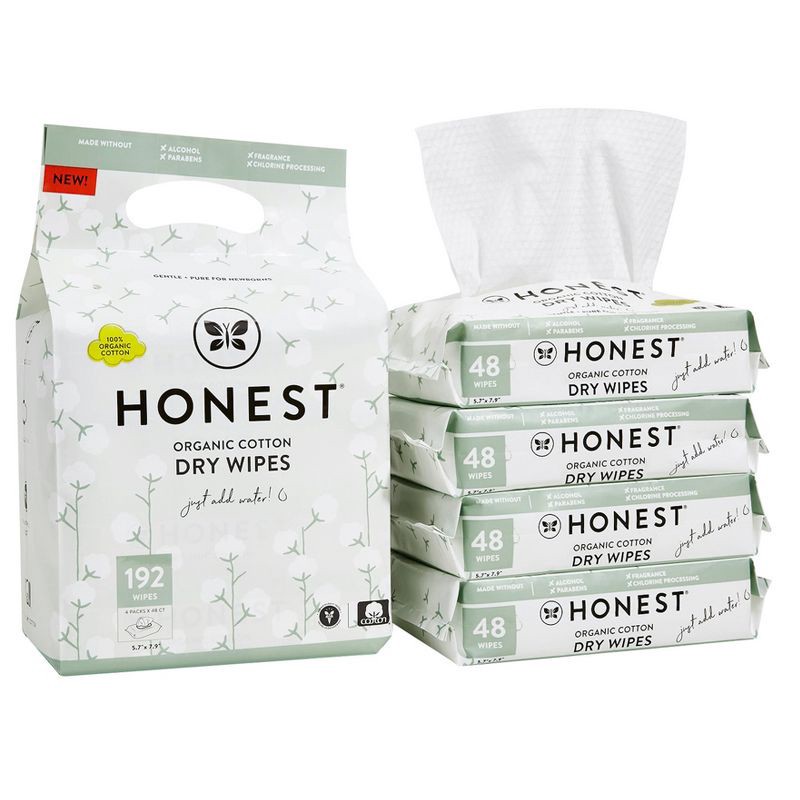 slide 3 of 10, The Honest Company 100% Organic Cotton Dry Wipes - 192ct, 192 ct