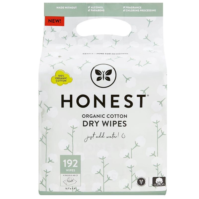 slide 1 of 10, The Honest Company 100% Organic Cotton Dry Wipes - 192ct, 192 ct