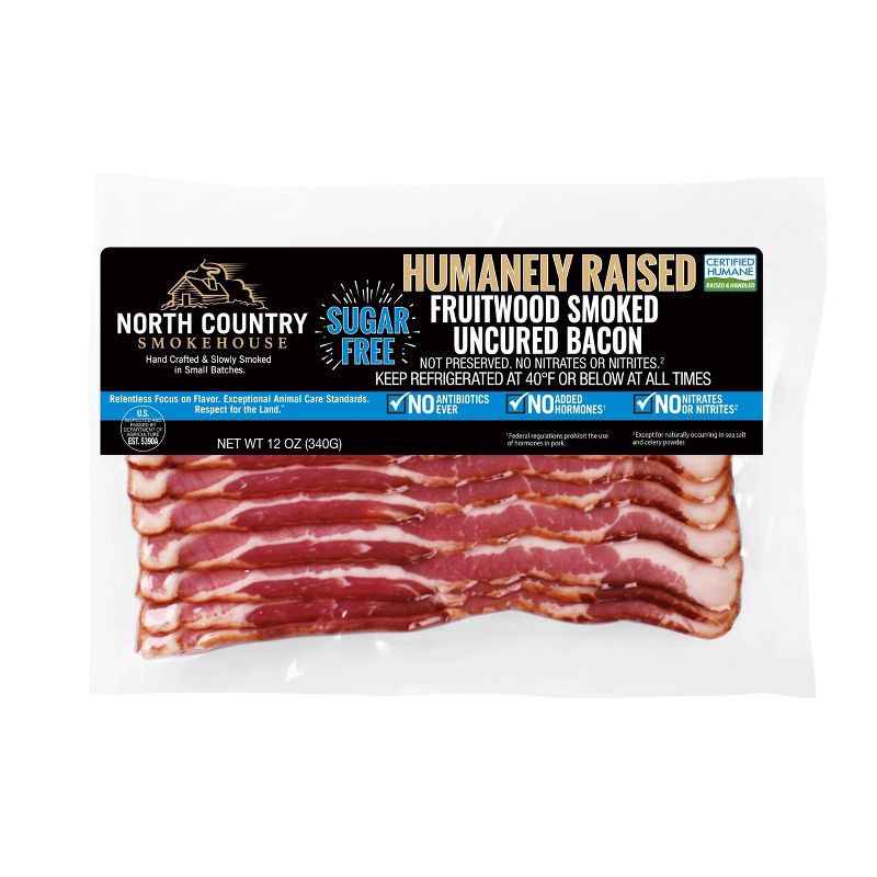 slide 1 of 4, North Country Smokehouse USDA Sugar Free Uncured Certified Humane Bacon - 12oz, 12 oz