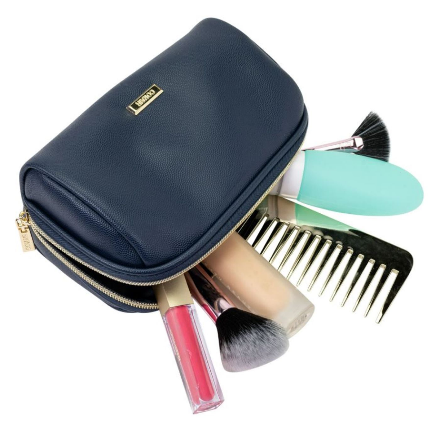 slide 2 of 2, Conair Navy Textured PVC Pencil Case 1 ea, 1 ct