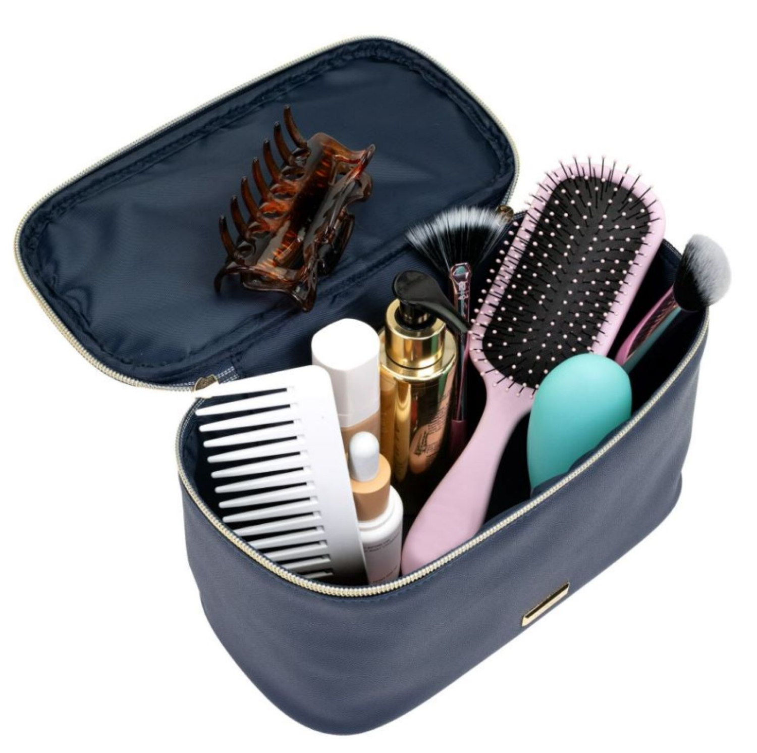 slide 2 of 2, Conair® Textured PVC Train Case Cosmetic Bag - Navy, 1 ct