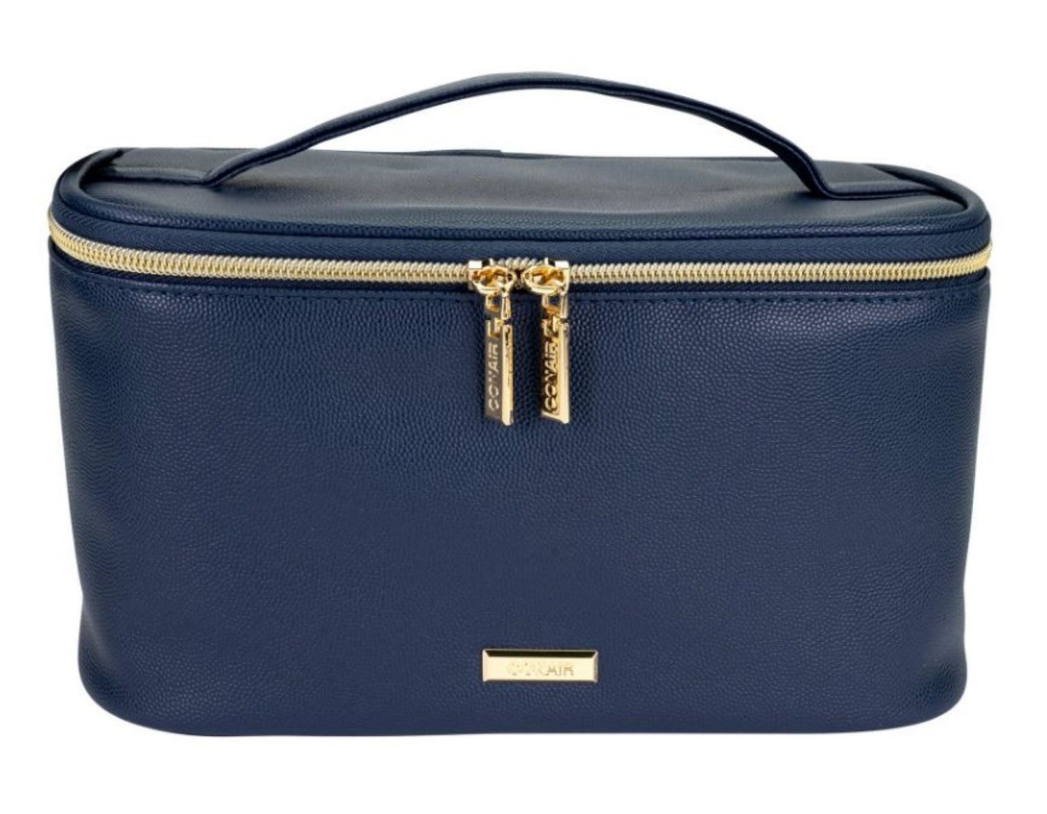 slide 1 of 2, Conair® Textured PVC Train Case Cosmetic Bag - Navy, 1 ct