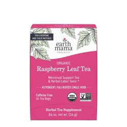 Earth Mama Organic Raspberry Leaf for Labor Prep and Menstrual Support Herbal Bagged Teas - 16ct