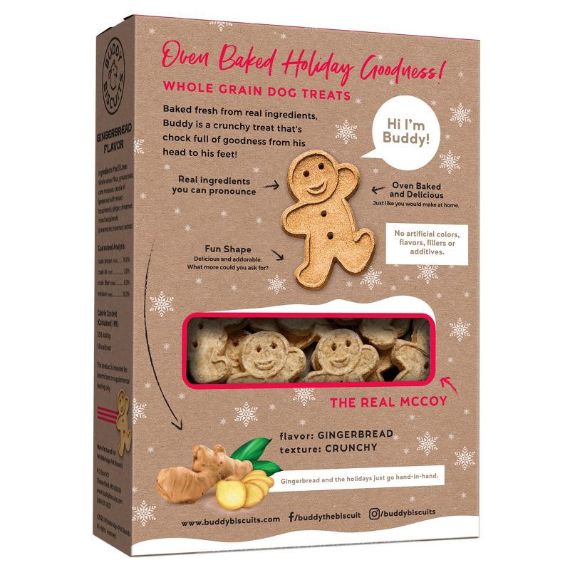 slide 2 of 5, Buddy Biscuits Gingerbread Flavor Holiday Dog Treats - 16oz, 16 oz