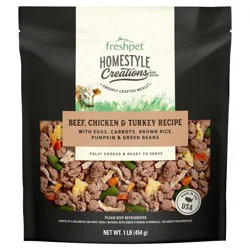 Freshpet Homestyle Creations Chopped Beef Veggies & Brown Rice Entrée Wet Dog Food, 1lb