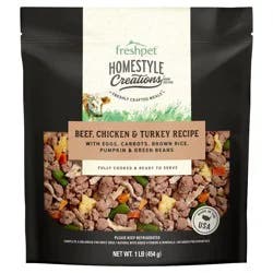 Freshpet Homestyle Creations Chopped Beef Veggies & Brown Rice Entrée Wet Dog Food, 1lb