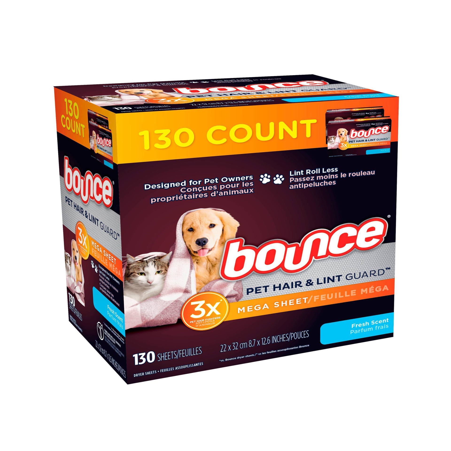slide 1 of 5, Bounce Pet Fresh Dryer Sheets - 130ct, 130 ct