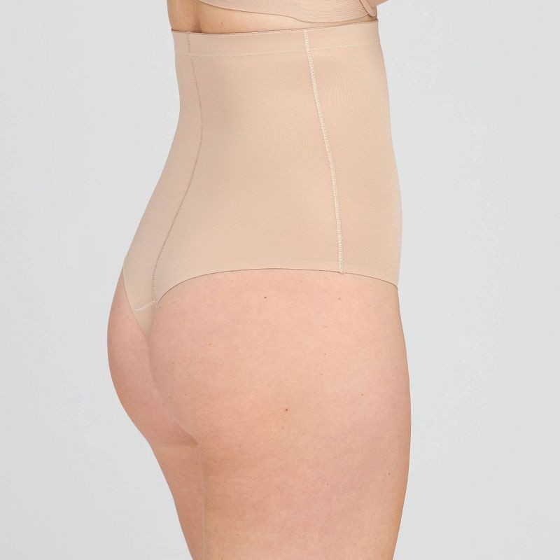 slide 2 of 3, ASSETS by SPANX Women's Flawless Finish High-Waist Shaping Thong - Beige S: Medium Control, Tummy & Waist Slimming, Firm Compression, 1 ct