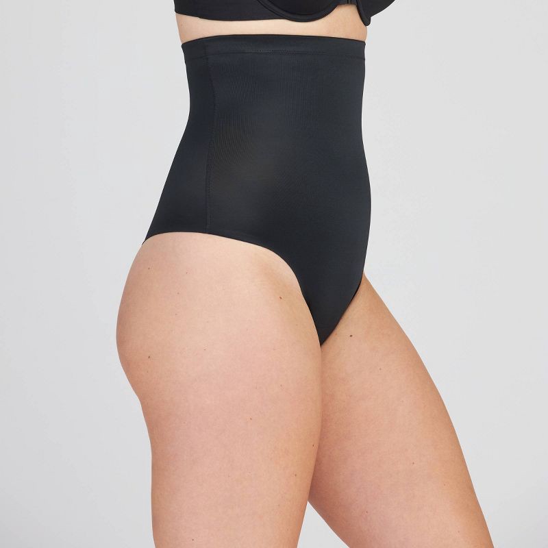 slide 4 of 4, ASSETS by SPANX Women's Flawless Finish High-Waist Shaping Thong - Black M, 1 ct