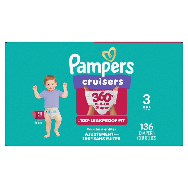 slide 12 of 15, Pampers Cruisers 360 Diapers - Size 3 - 136ct, 3 x 136 ct