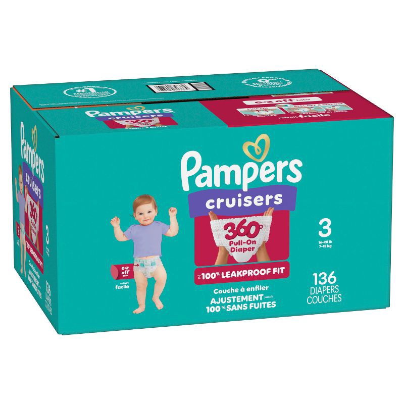 slide 13 of 15, Pampers Cruisers 360 Diapers - Size 3 - 136ct, 3 x 136 ct