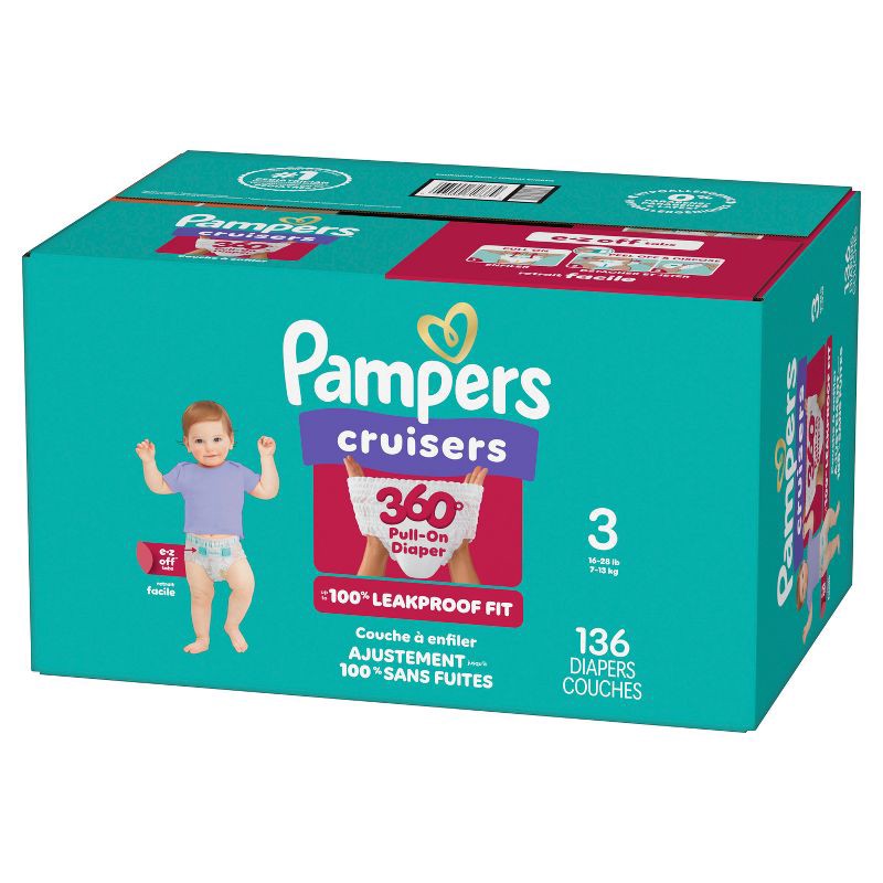 slide 14 of 15, Pampers Cruisers 360 Diapers - Size 3 - 136ct, 3 x 136 ct