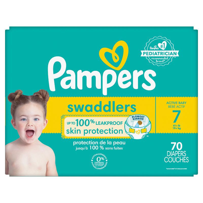 slide 2 of 16, Pampers Swaddlers Active Baby Diapers Pack - Size 7 - 70ct, 70 ct