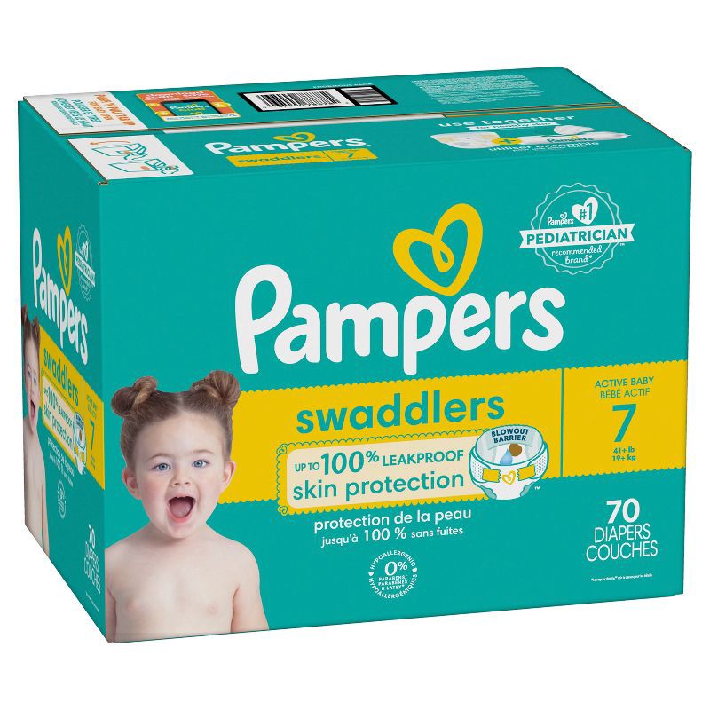 slide 12 of 14, Pampers Swaddlers Active Baby Diapers Enormous Pack - Size 7 - 70ct, 70 ct