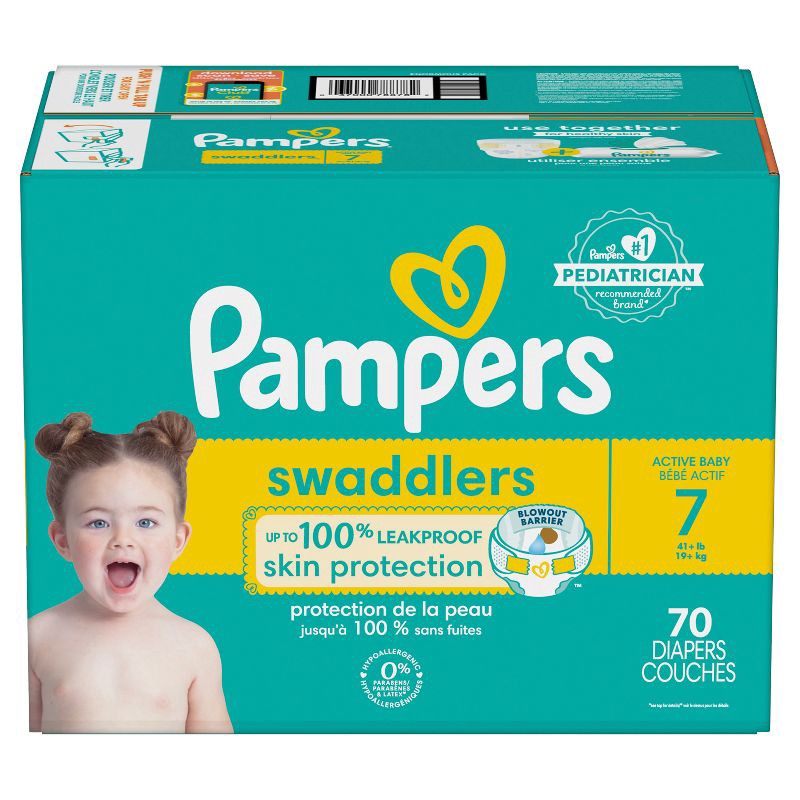 slide 14 of 14, Pampers Swaddlers Active Baby Diapers Enormous Pack - Size 7 - 70ct, 70 ct
