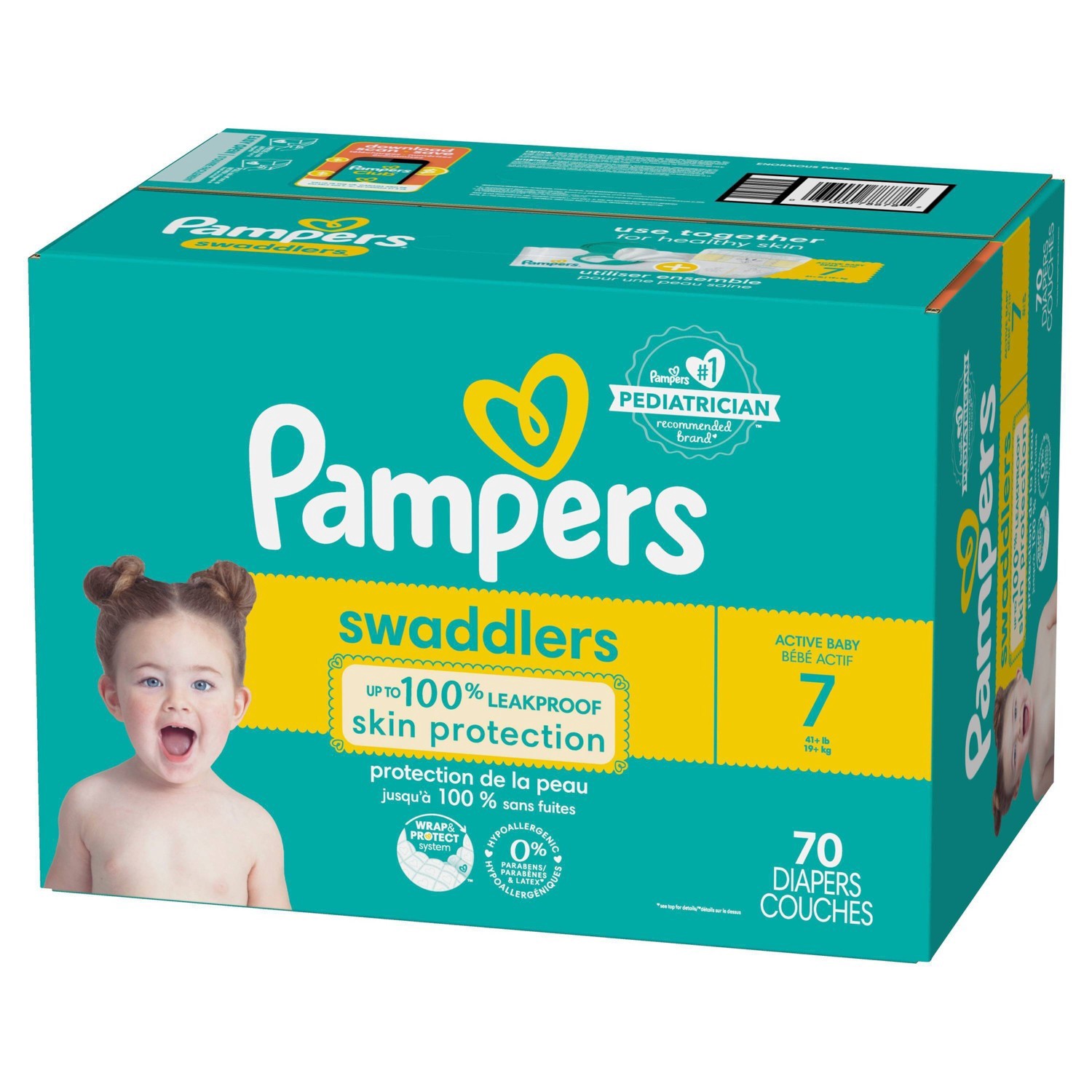 slide 9 of 9, Pampers Swaddlers Active Baby Diapers Enormous Pack - Size 7 - 70ct, 70 ct