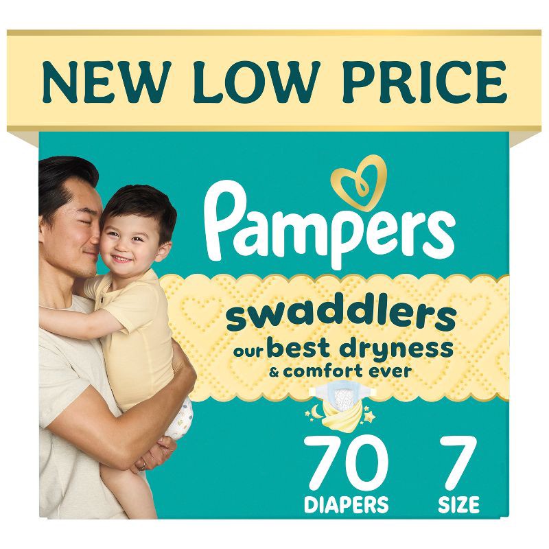 slide 1 of 16, Pampers Swaddlers Sensitive Disposable Diapers - Size 7 - 70ct, 7 x 70 ct