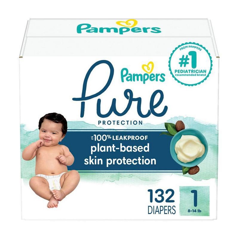 slide 1 of 12, Pampers Pure Protection Diapers Enormous Pack - Size 1 - 132ct, 132 ct