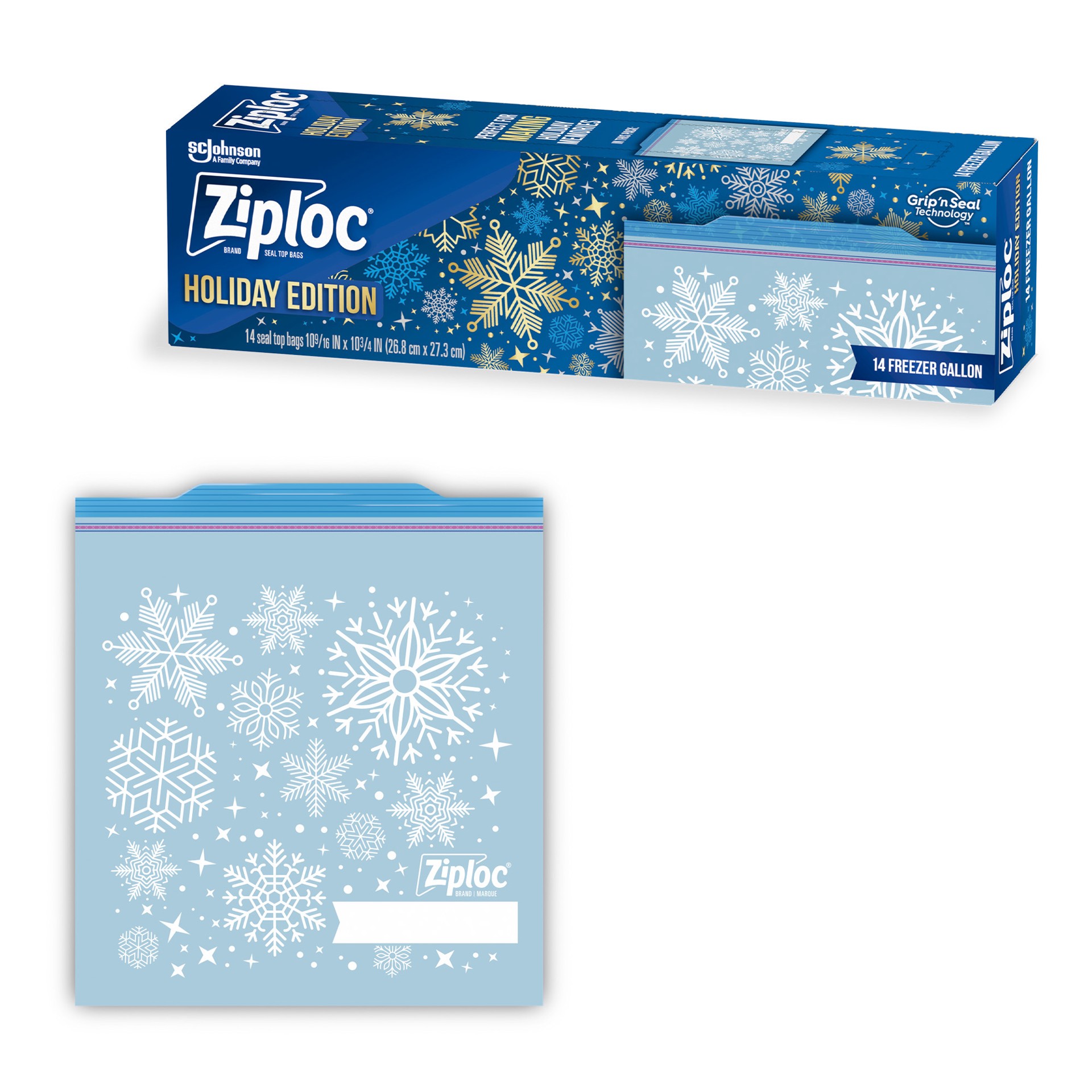 slide 3 of 5, Ziploc Brand Freezer Bags Holiday, Gallon, 14 Count, 14 ct