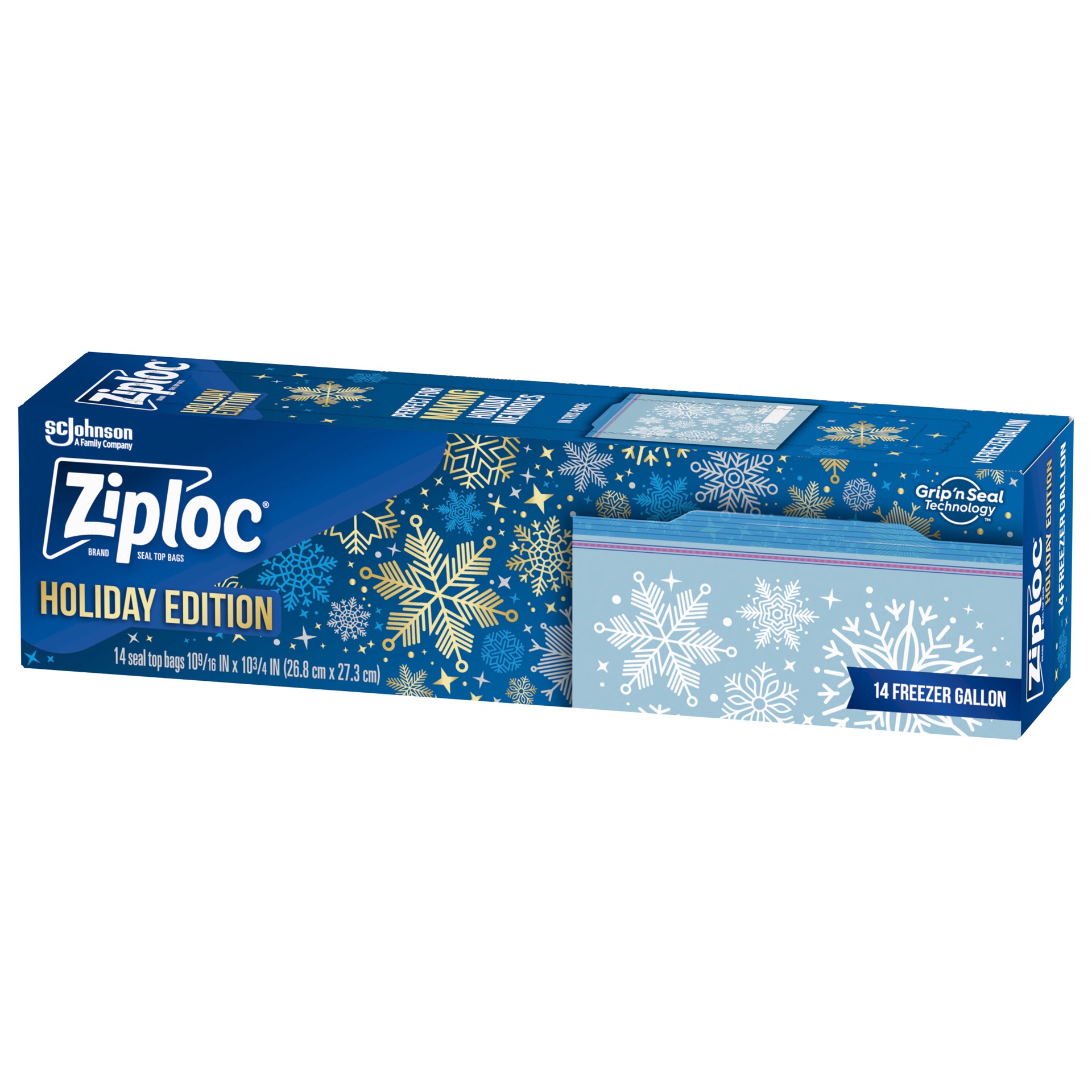 slide 2 of 5, Ziploc Brand Freezer Bags Holiday, Gallon, 14 Count, 14 ct