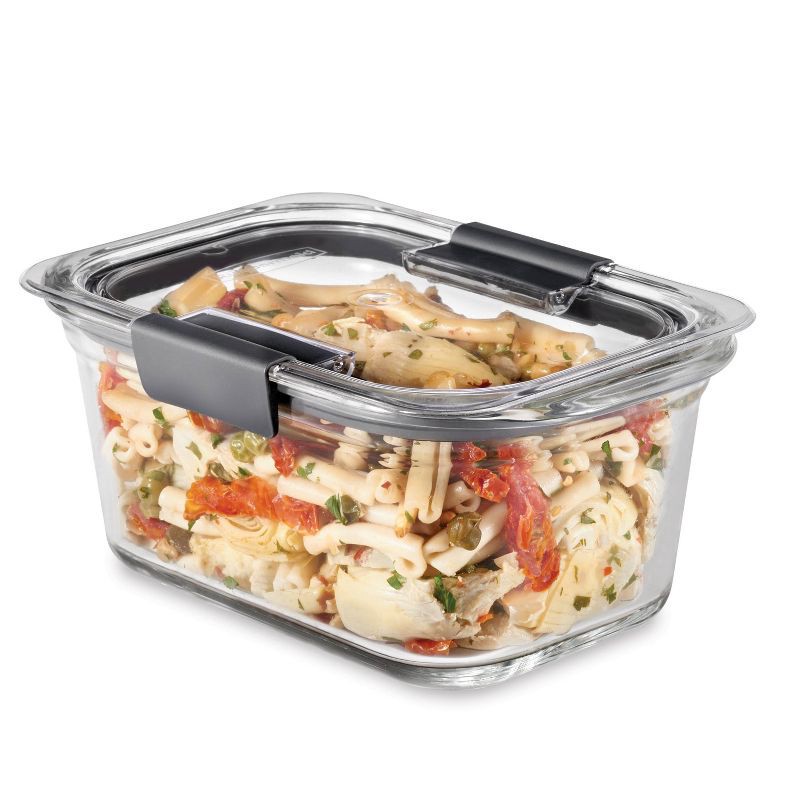 slide 1 of 8, Rubbermaid OS 4.7 Cup/1.1 Liter Brilliance Glass: Microwave, Freezer & Oven Safe Food Storage Container, 1.1 liter