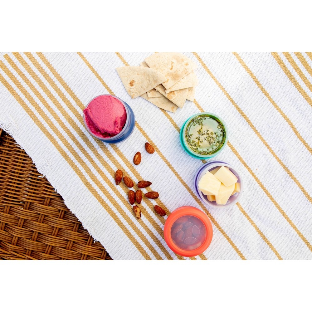 slide 3 of 5, Ello 8pc (4 Containers & 4 Lids) Plastic Condiment Set - Purple/Red/Blue/Aqua, 1 ct