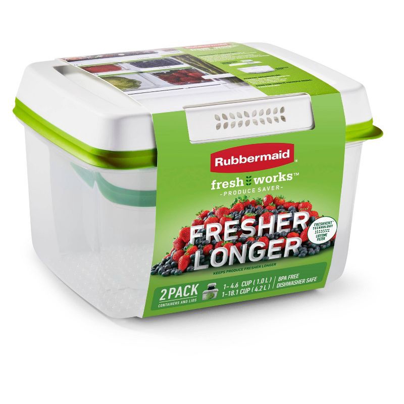 slide 3 of 5, Rubbermaid 4pc Freshworks Set Green, 4 ct