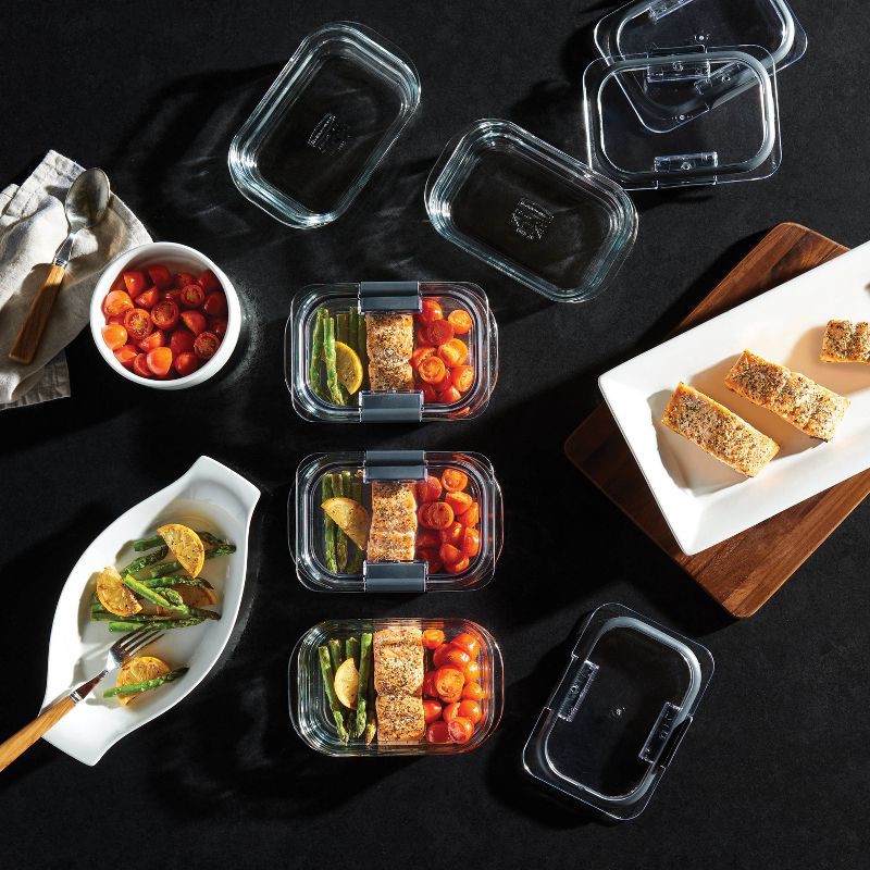 slide 5 of 8, Rubbermaid 3.2 Cup/757ml Medium Brilliance Glass Clear: Glass Food Storage Container, Microwave & Oven Safe, Dishwasher Safe, 757 ml
