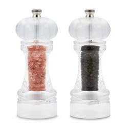 Cole & Mason Liverpool 5.5" Acrylic Salt and Pepper Grinder Set: Ceramic & Stainless Steel, 2-Piece, Clear