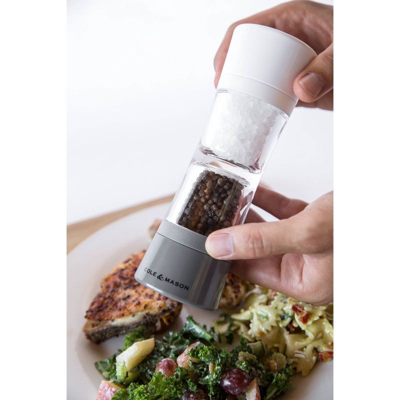 slide 3 of 12, Cole & Mason 8" Lincoln Duo Salt and Pepper Grinder: Ceramic, Clear, 2 Year Warranty, 7.44" Height, 89ml Capacity, 89 ml