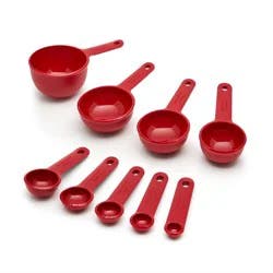 KitchenAid Measuring Set Red: 9-Piece Dishwasher-Safe Cups & Spoons, Polypropylene, Lifetime Warranty