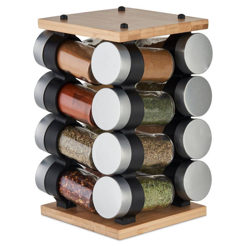 slide 1 of 13, Cole & Mason Blyth 16 Jar Bamboo Spice Rack: Spice Jars with Cumin, Basil, Marjoram, Chili Pepper Seasoning, 1 ct