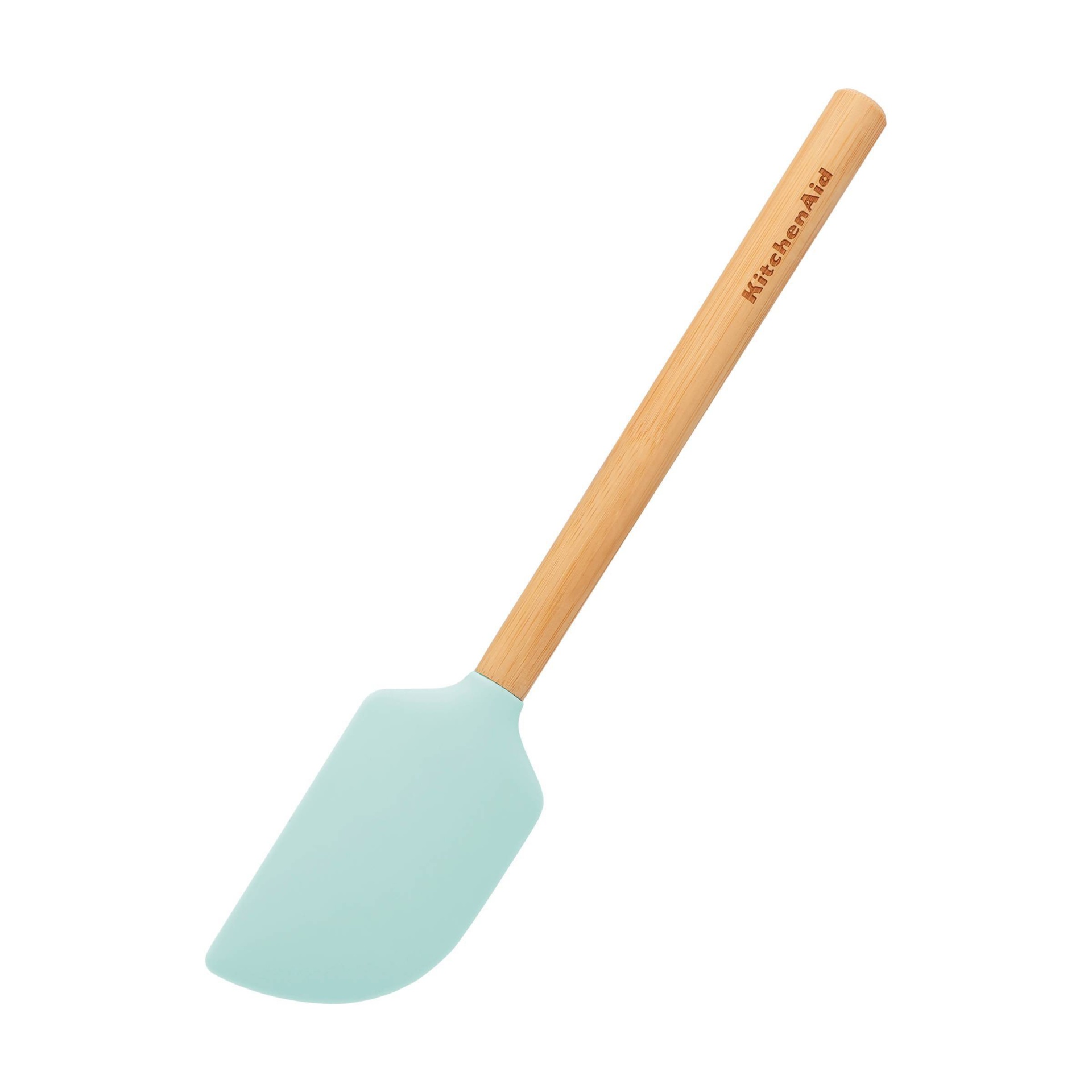 slide 1 of 2, KitchenAid Bamboo Handle Scraper Spatula Ice Blue, 1 ct