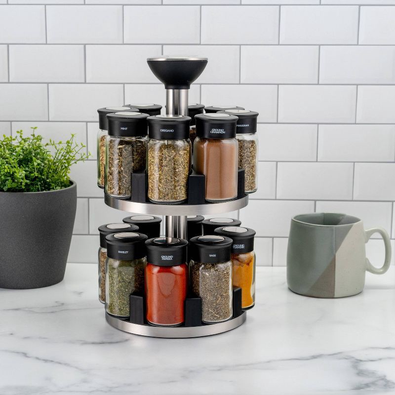slide 8 of 11, Cole & Mason Brixham 16 Jar Round Stainless Steel Spice Rack, 1 ct
