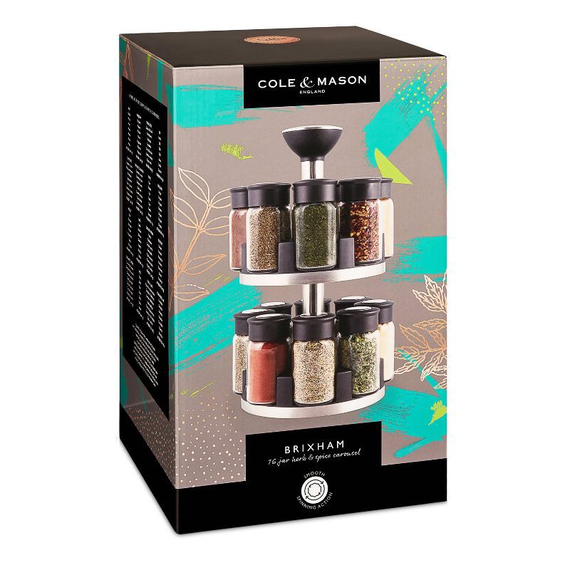 slide 10 of 11, Cole & Mason Brixham 16 Jar Round Stainless Steel Spice Rack, 1 ct