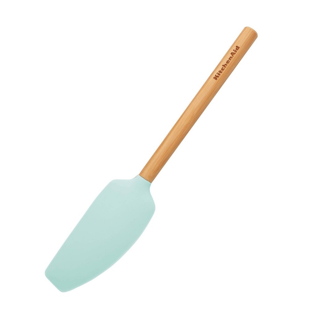 slide 2 of 3, KitchenAid Bamboo Handle Mixer Spatula Ice Blue, 1 ct