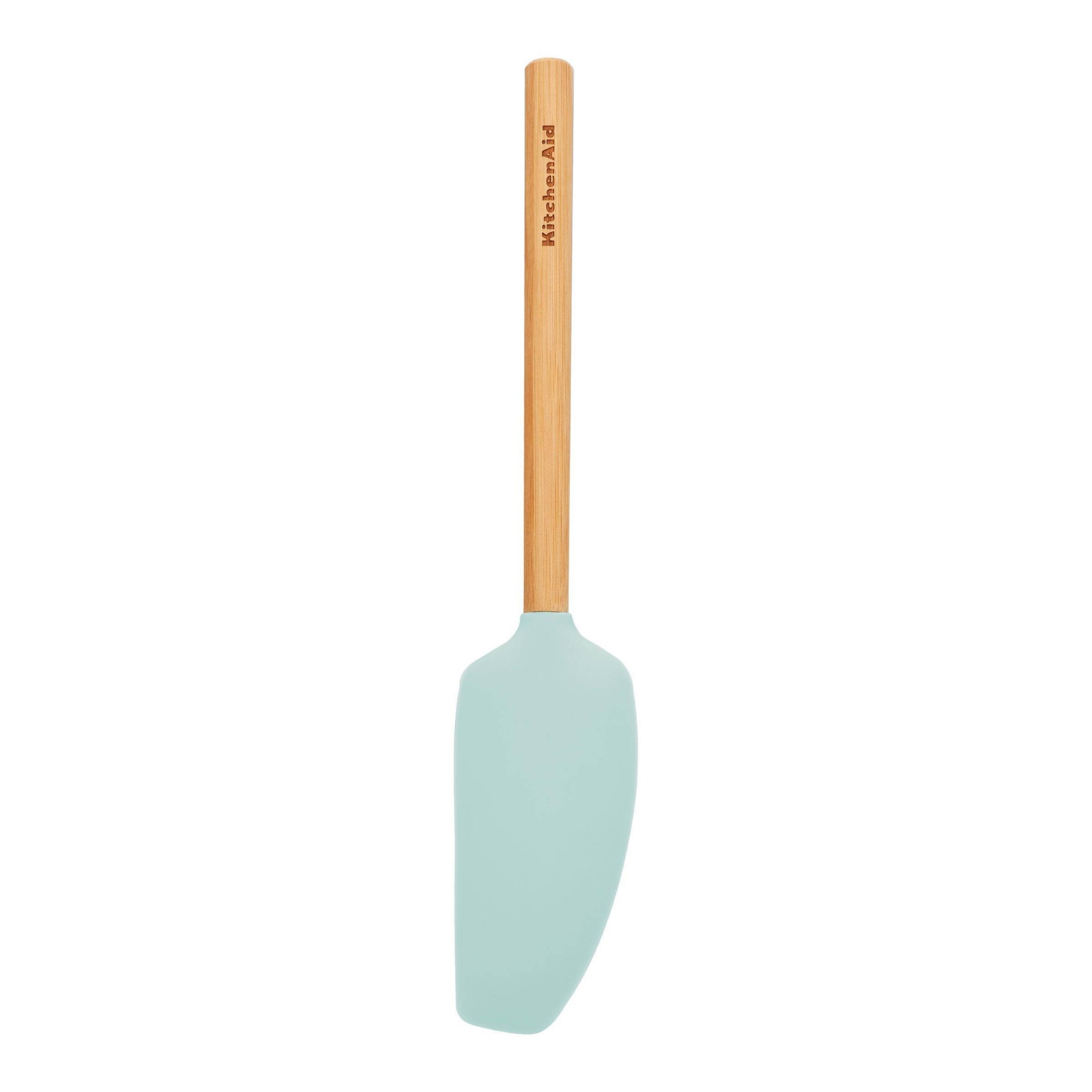 slide 1 of 3, KitchenAid Bamboo Handle Mixer Spatula Ice Blue, 1 ct