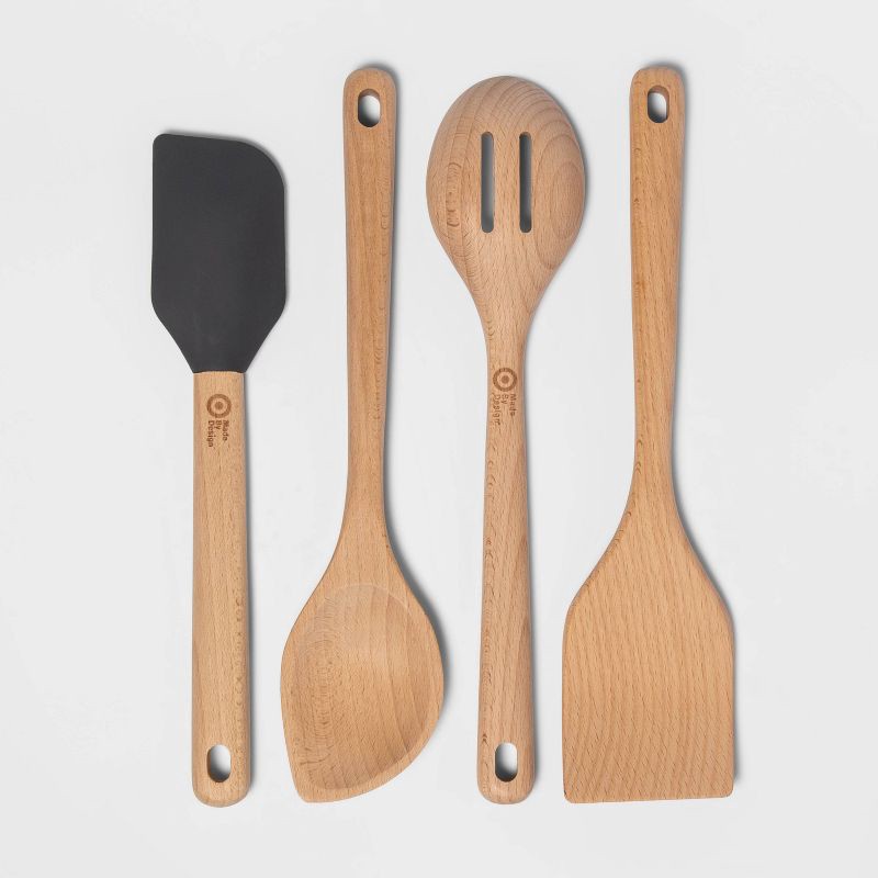 Wooden Spatula for Cooking, Kitchen Spatula Set of 4