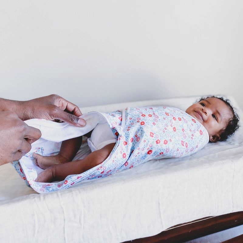 slide 2 of 7, aden + anais essentials Baby Girl 100% Cotton Quick Change Easy 3pk Sleeveless Swaddle Wraps - Fairytale Flowers - 0-3m, 3 ct