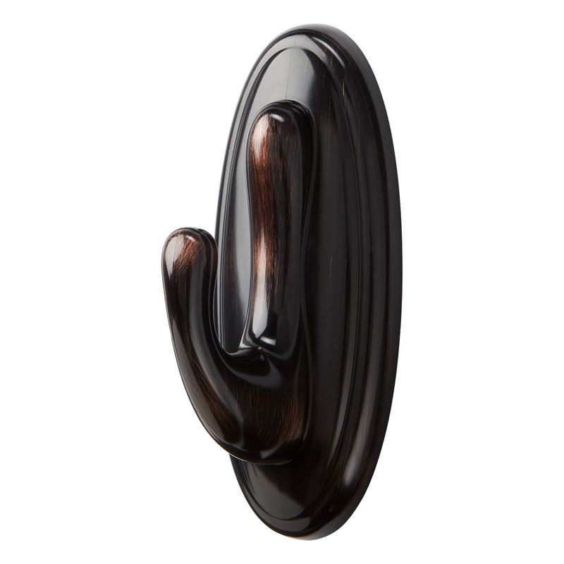 slide 3 of 9, 2pk Command Curtain Rod Hooks Oil Rubbed Bronze: No Drill Brackets, 5lb Capacity, Plastic, Brown, 0.625" Rod Diameter, 2 ct; 5 lb