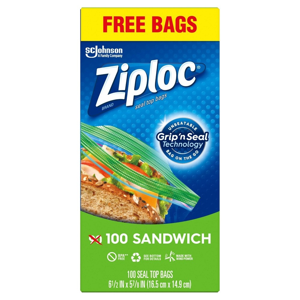 slide 6 of 7, Ziploc Sandwich Bag, 100 ct