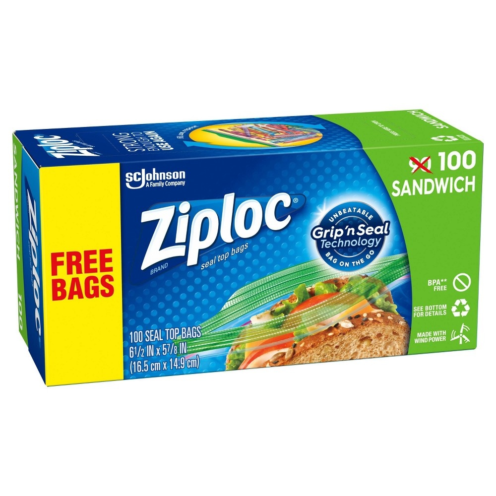 slide 2 of 7, Ziploc Sandwich Bag, 100 ct
