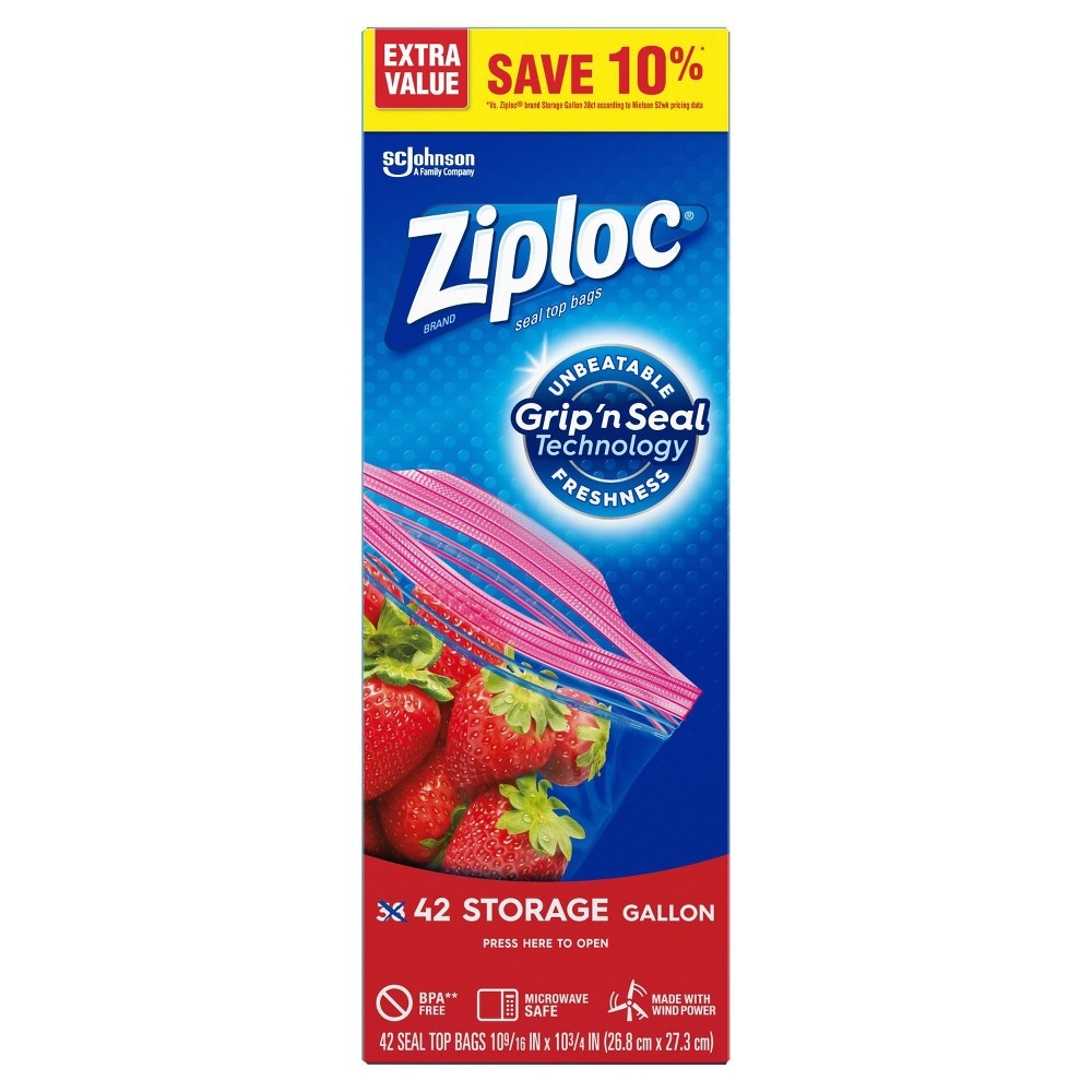 slide 4 of 6, Ziploc Food Storage Bag Gallon, 42 ct