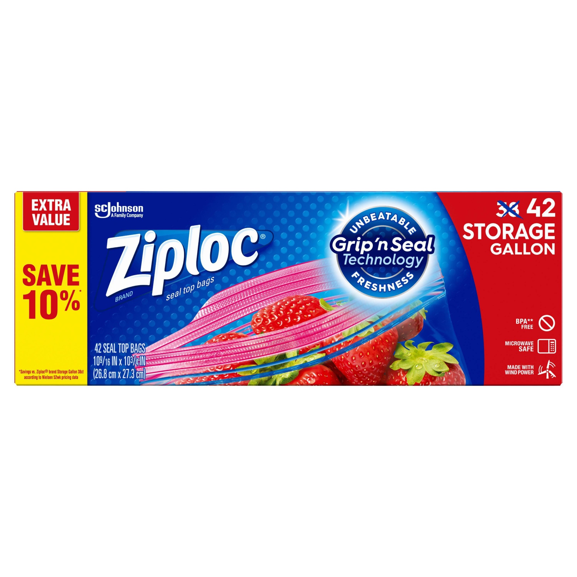 slide 1 of 6, Ziploc Food Storage Bag Gallon, 42 ct